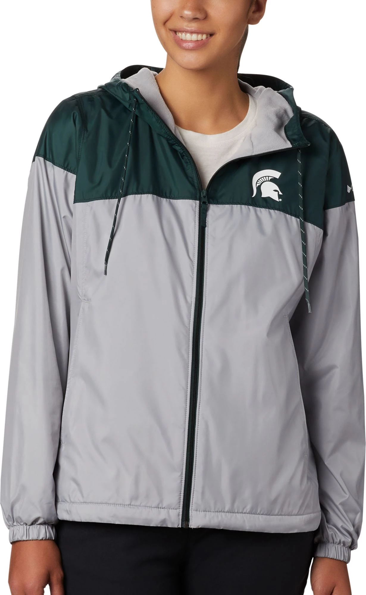 Columbia Women's Michigan State Spartans Green/Grey CLG Flash Forward Lined Jacket 3 Columbia Women's Michigan State Spartans Green/Grey CLG Flash Forward Lined Jacket
