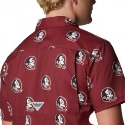 Columbia Men's Florida State Seminoles Garnet Super Slack Button Down Shirt -Columbia Sales Store unnamed file 4068