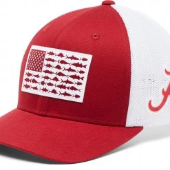 Columbia Men's Alabama Crimson Tide Crimson PFG Flag Mesh Fitted Hat