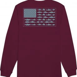 Columbia Men's PFG Americana Saltwater Fish Flag Long Sleeve Shirt Black/graphite