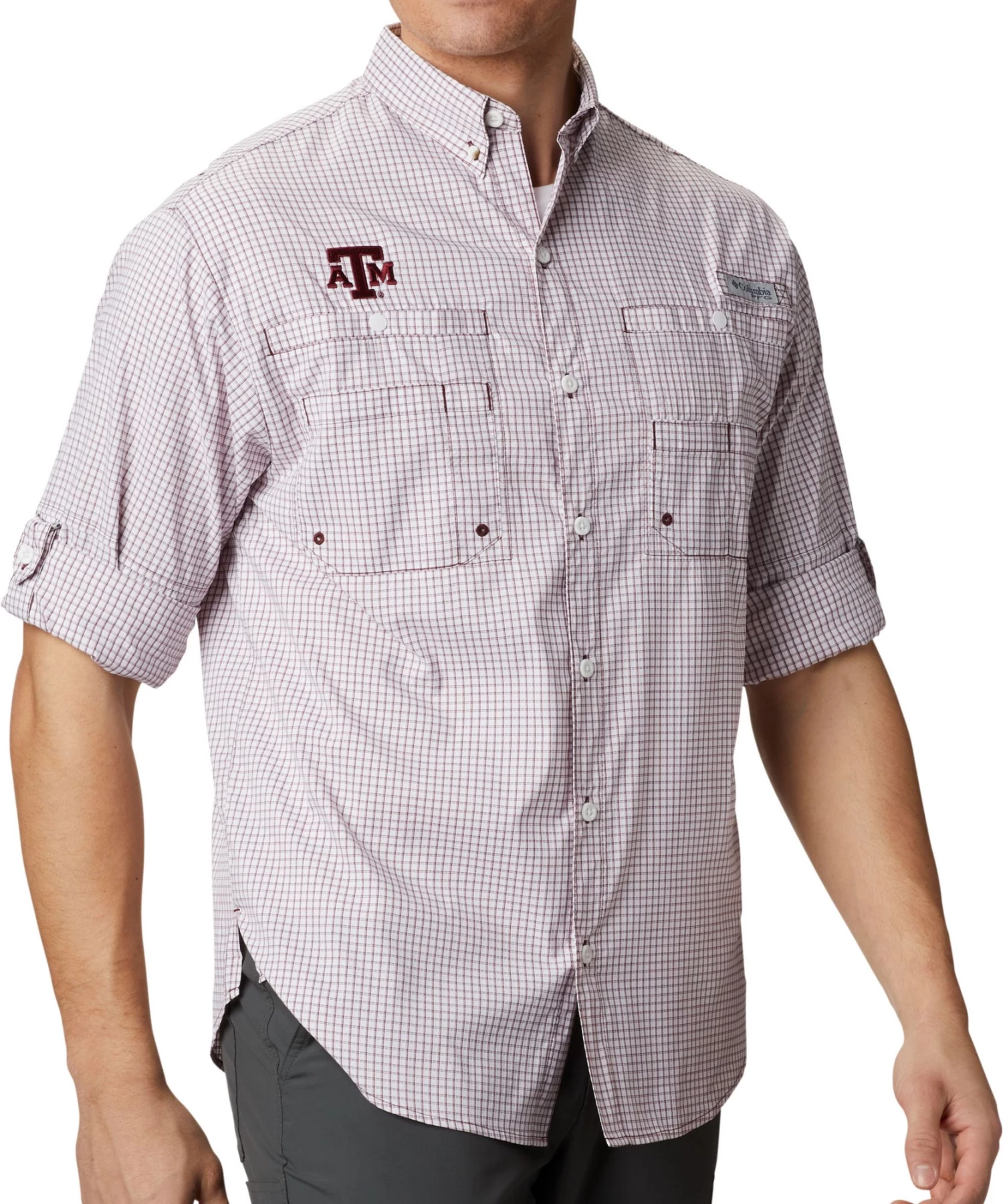 Columbia Men's Texas A&M Aggies Maroon Gingham Long Sleeve Tamiami Shirt 3 Columbia Men's Texas A&M Aggies Maroon Gingham Long Sleeve Tamiami Shirt