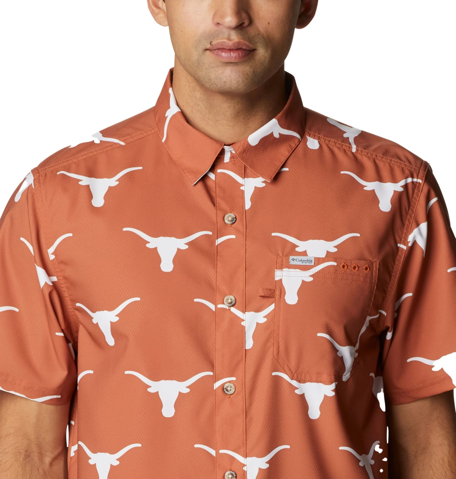 Columbia Men's Texas Longhorns Burnt Orange Super Slack Button Down Shirt 4 Columbia Men's Texas Longhorns Burnt Orange Super Slack Button Down Shirt - Image 2