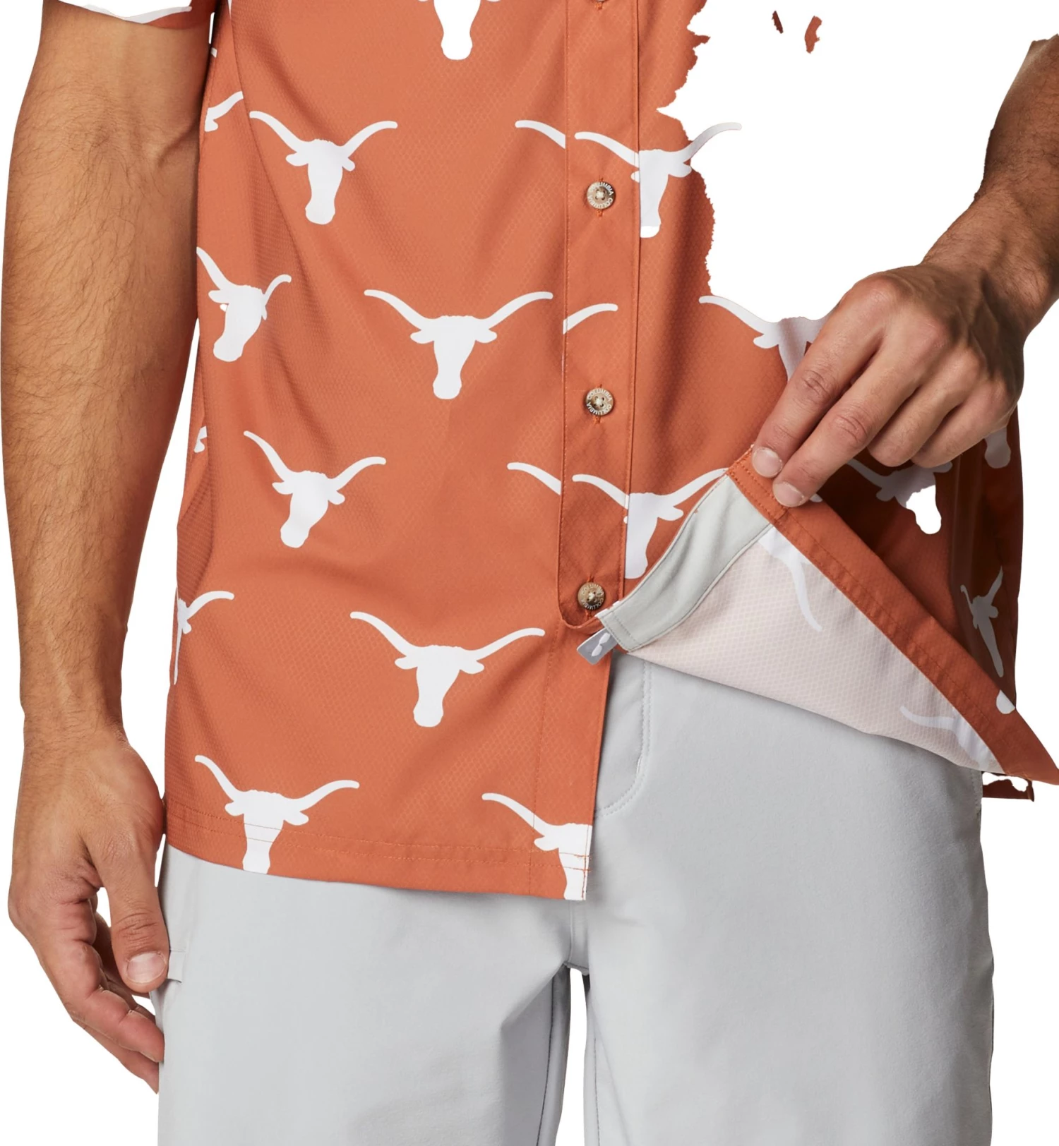 Columbia Men's Texas Longhorns Burnt Orange Super Slack Button Down Shirt 5 Columbia Men's Texas Longhorns Burnt Orange Super Slack Button Down Shirt - Image 3