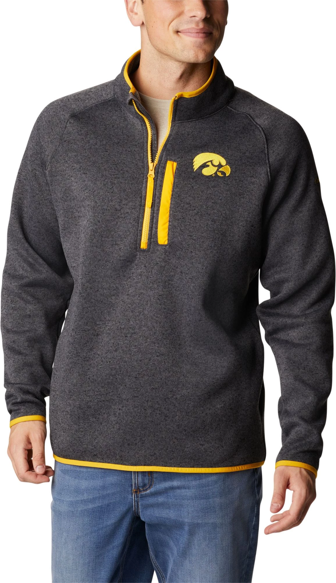 Columbia Men's Iowa Hawkeyes Black Canyon Point Half-Zip Pullover Fleece Jacket 3 Columbia Men's Iowa Hawkeyes Black Canyon Point Half-Zip Pullover Fleece Jacket