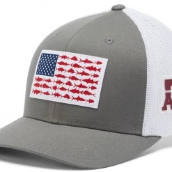 Columbia Men's Texas A&M Aggies Grey PFG Fish Flag Mesh Fitted Hat