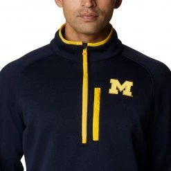 Columbia Men's Michigan Wolverines Blue Canyon Point Half-Zip Pullover Fleece Jacket -Columbia Sales Store unnamed file 4265