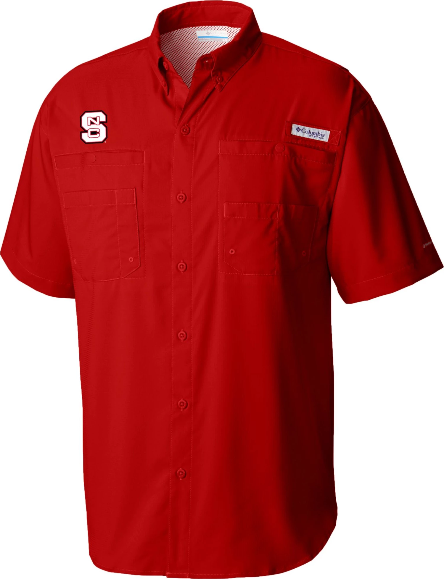 Columbia Men's NC State Wolfpack Red Tamiami Short Sleeve Button Down Shirt 3 Columbia Men's NC State Wolfpack Red Tamiami Short Sleeve Button Down Shirt