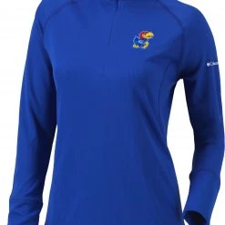 Columbia Women's Kansas Jayhawks Blue Flop Shot Half-Zip Pullover Shirt