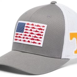 Columbia Men's Tennessee Volunteers Grey PFG Fish Flag Mesh Fitted Hat