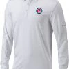 Columbia Men's Chicago Cubs White Pin High Long Sleeve Polo