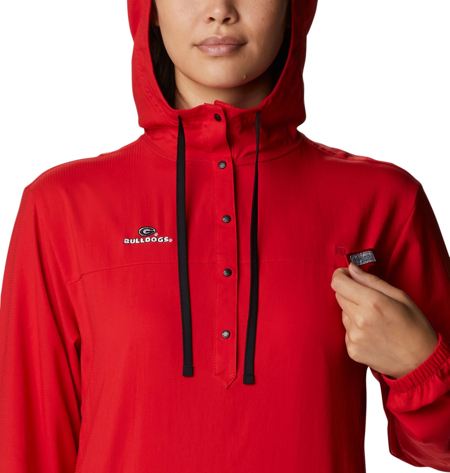 Columbia Women's Georgia Bulldogs Red PFG Tamiami Quarter-Snap Long Sleeve Hooded Shirt 5 Columbia Women's Georgia Bulldogs Red PFG Tamiami Quarter-Snap Long Sleeve Hooded Shirt - Image 3