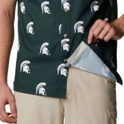 Columbia Men's Michigan State Spartans Green Super Slack Tide Button Down Shirt 9 Columbia Men's Michigan State Spartans Green Super Slack Tide Button Down Shirt -Columbia Sales Store unnamed file 4436