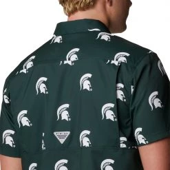 Columbia Men's Michigan State Spartans Green Super Slack Tide Button Down Shirt 10 Columbia Men's Michigan State Spartans Green Super Slack Tide Button Down Shirt -Columbia Sales Store unnamed file 4437