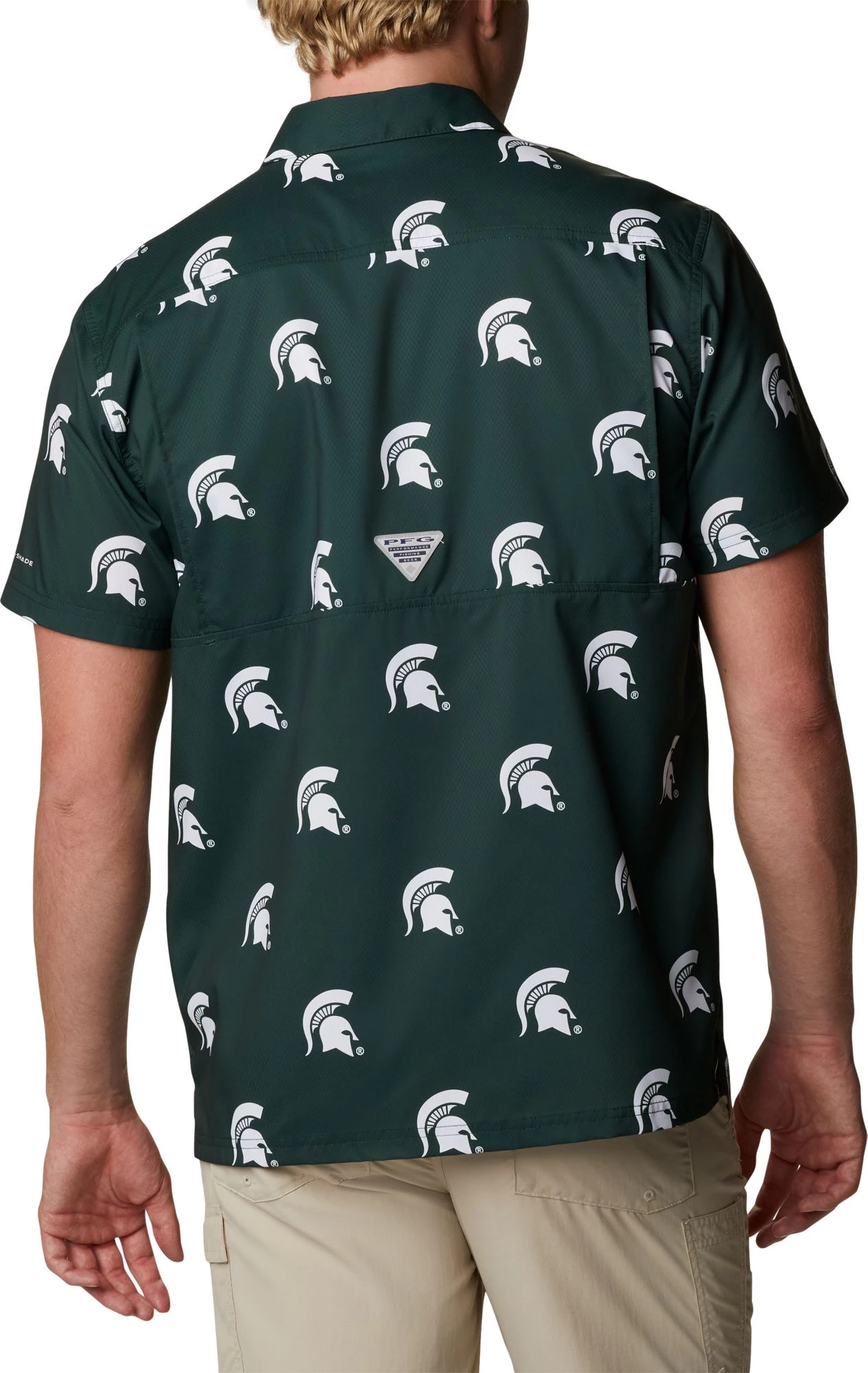 Columbia Men's Michigan State Spartans Green Super Slack Tide Button Down Shirt 7 Columbia Men's Michigan State Spartans Green Super Slack Tide Button Down Shirt - Image 5