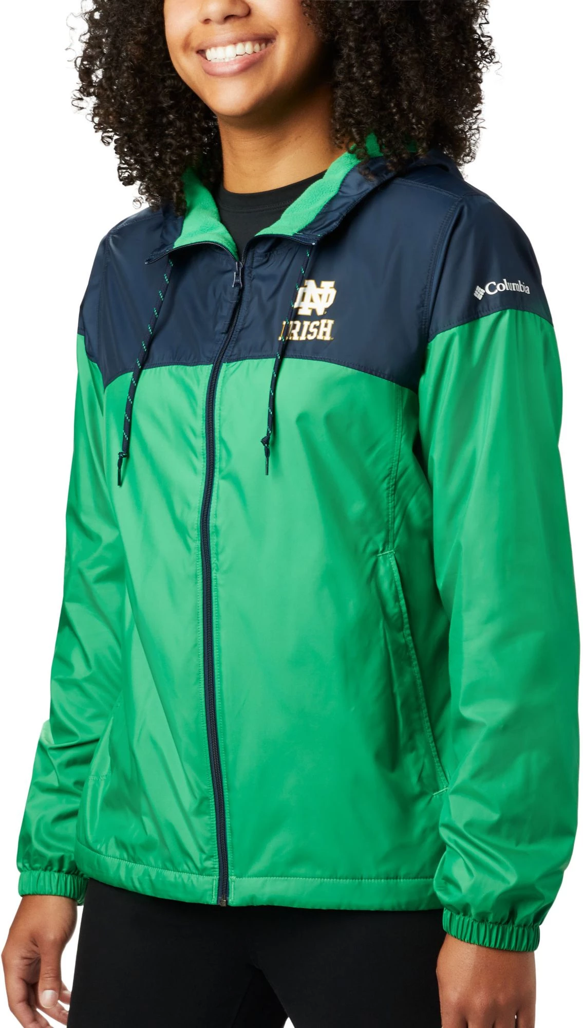 Columbia Women's Notre Dame Fighting Irish Navy/Green CLG Flash Forward Lined Jacket 3 Columbia Women's Notre Dame Fighting Irish Navy/Green CLG Flash Forward Lined Jacket