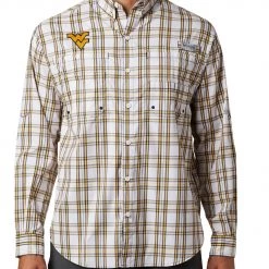 Columbia Men's West Virginia Mountaineers Blue Long Sleeve Tamiami Shirt