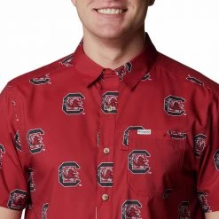 Columbia Men's South Carolina Gamecocks Garnet CLG Super Slack Tide™ Short Sleeve Shirt -Columbia Sales Store unnamed file 4456