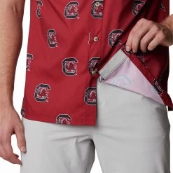 Columbia Men's South Carolina Gamecocks Garnet CLG Super Slack Tide™ Short Sleeve Shirt -Columbia Sales Store unnamed file 4457