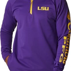 Columbia Men's LSU Tigers Purple PFG Terminal Tackle Quarter-Zip Pullover Shirt