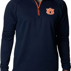 Columbia Men's Auburn Tigers Blue PFG Terminal Tackle Quarter-Zip Pullover Shirt