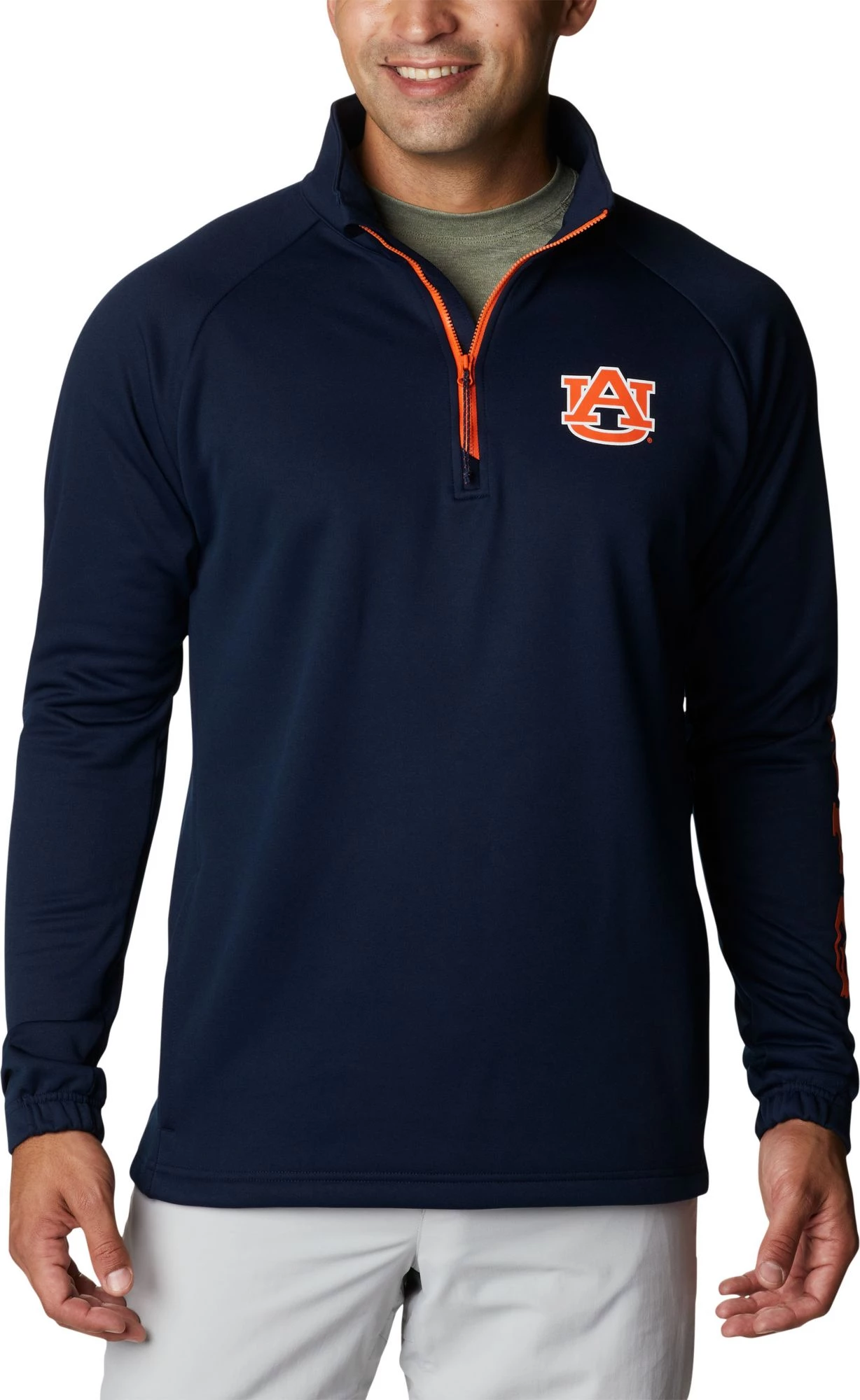 Columbia Men's Auburn Tigers Blue PFG Terminal Tackle Quarter-Zip Pullover Shirt 3 Columbia Men's Auburn Tigers Blue PFG Terminal Tackle Quarter-Zip Pullover Shirt