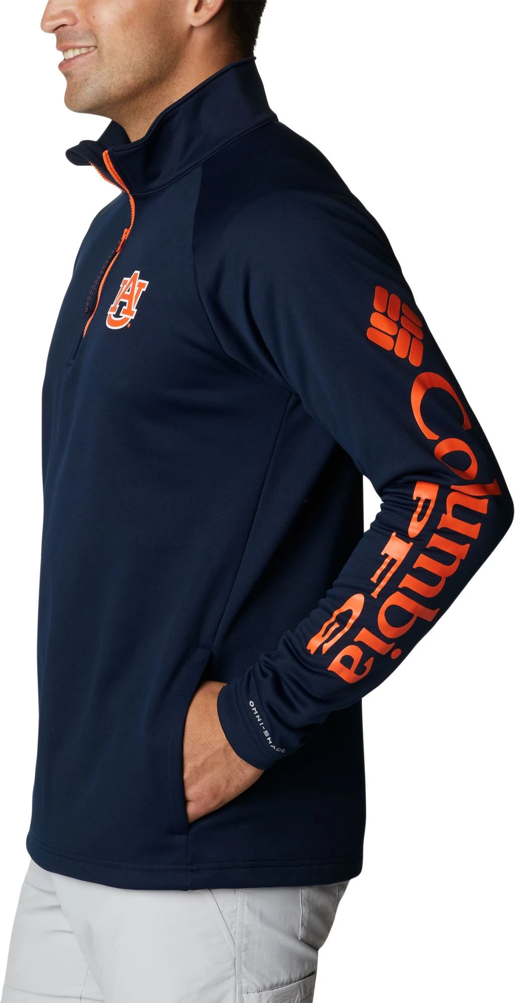 Columbia Men's Auburn Tigers Blue PFG Terminal Tackle Quarter-Zip Pullover Shirt 4 Columbia Men's Auburn Tigers Blue PFG Terminal Tackle Quarter-Zip Pullover Shirt - Image 2