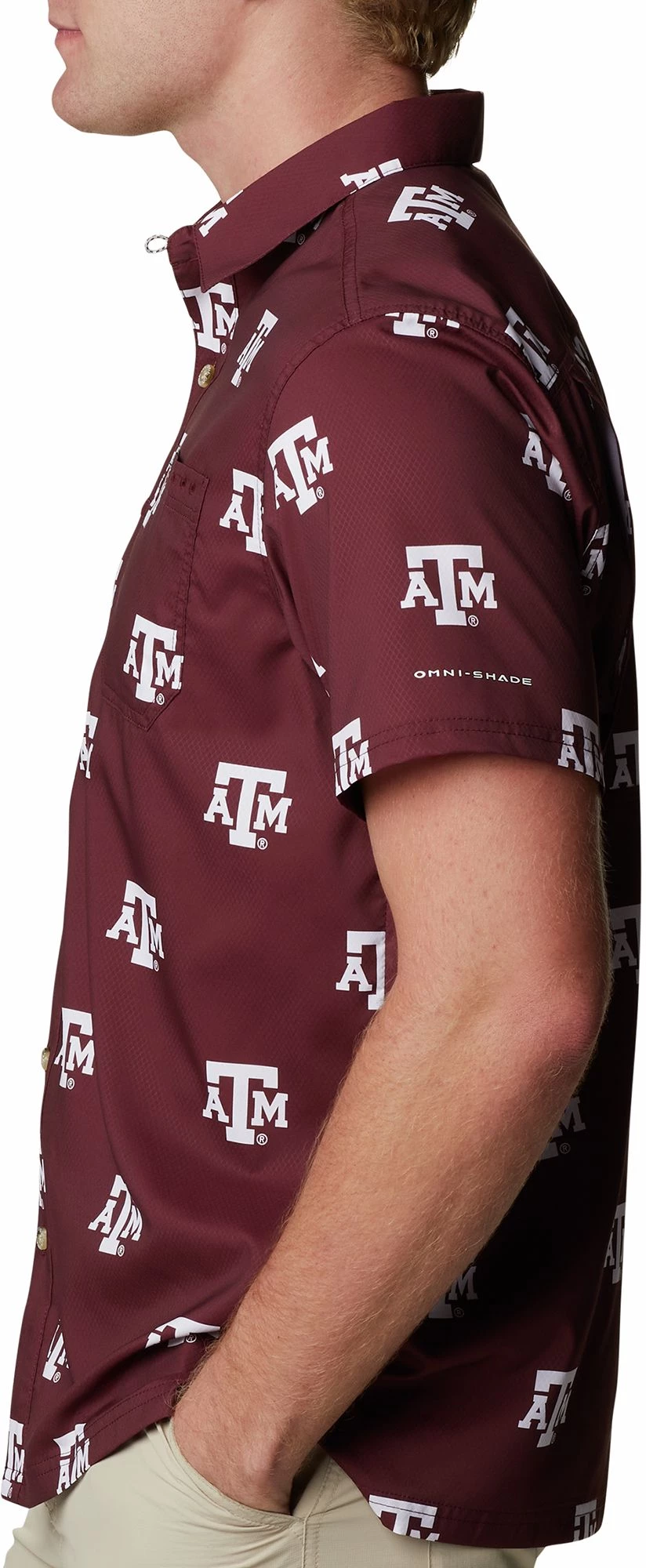 Columbia Men's Texas A&M Aggies Maroon CLG Super Slack Tide™ Short Sleeve Shirt 5 Columbia Men's Texas A&M Aggies Maroon CLG Super Slack Tide™ Short Sleeve Shirt - Image 3