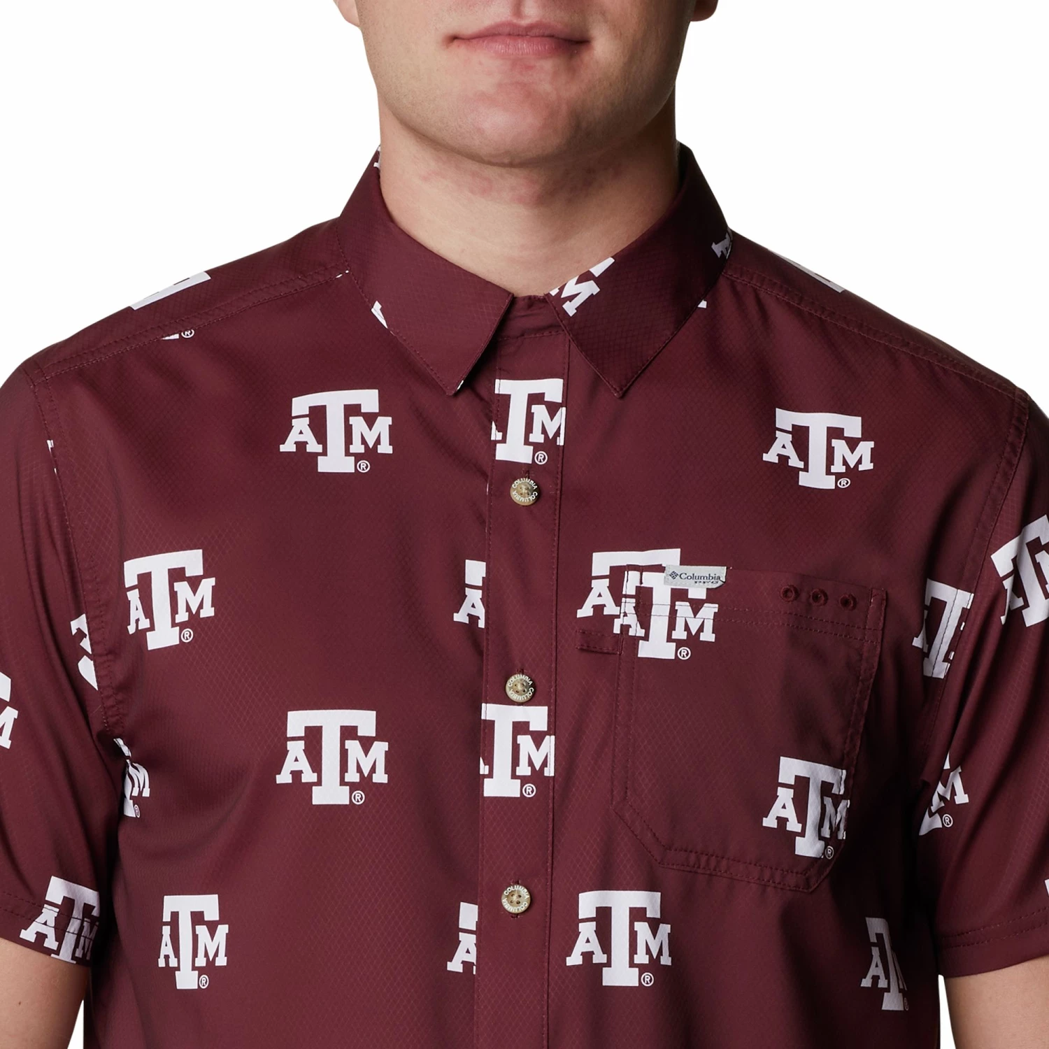 Columbia Men's Texas A&M Aggies Maroon CLG Super Slack Tide™ Short Sleeve Shirt 6 Columbia Men's Texas A&M Aggies Maroon CLG Super Slack Tide™ Short Sleeve Shirt - Image 4