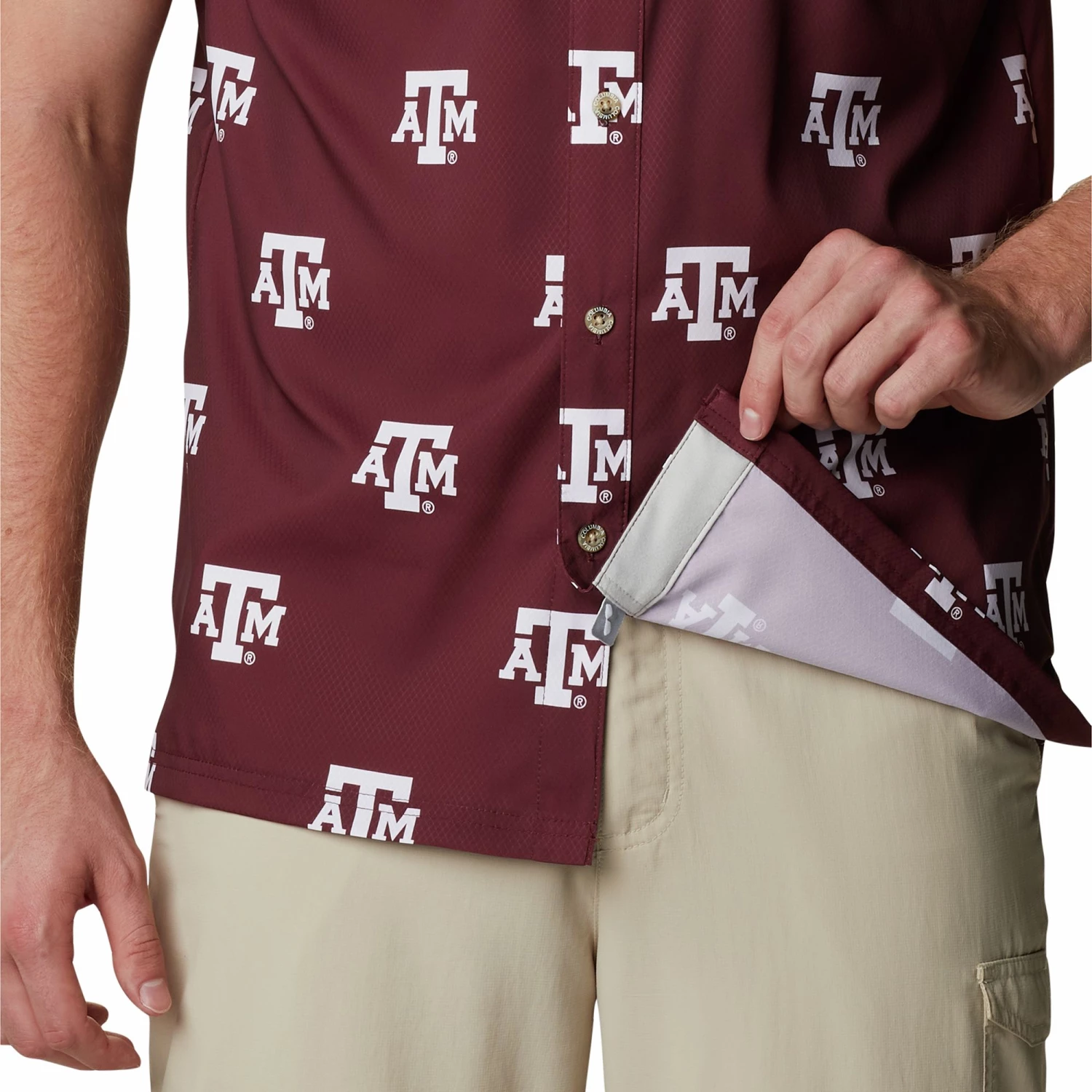 Columbia Men's Texas A&M Aggies Maroon CLG Super Slack Tide™ Short Sleeve Shirt 7 Columbia Men's Texas A&M Aggies Maroon CLG Super Slack Tide™ Short Sleeve Shirt - Image 5