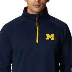 Columbia Men's Michigan Wolverines Blue PFG Terminal Tackle Quarter-Zip Pullover Shirt -Columbia Sales Store unnamed file 4480