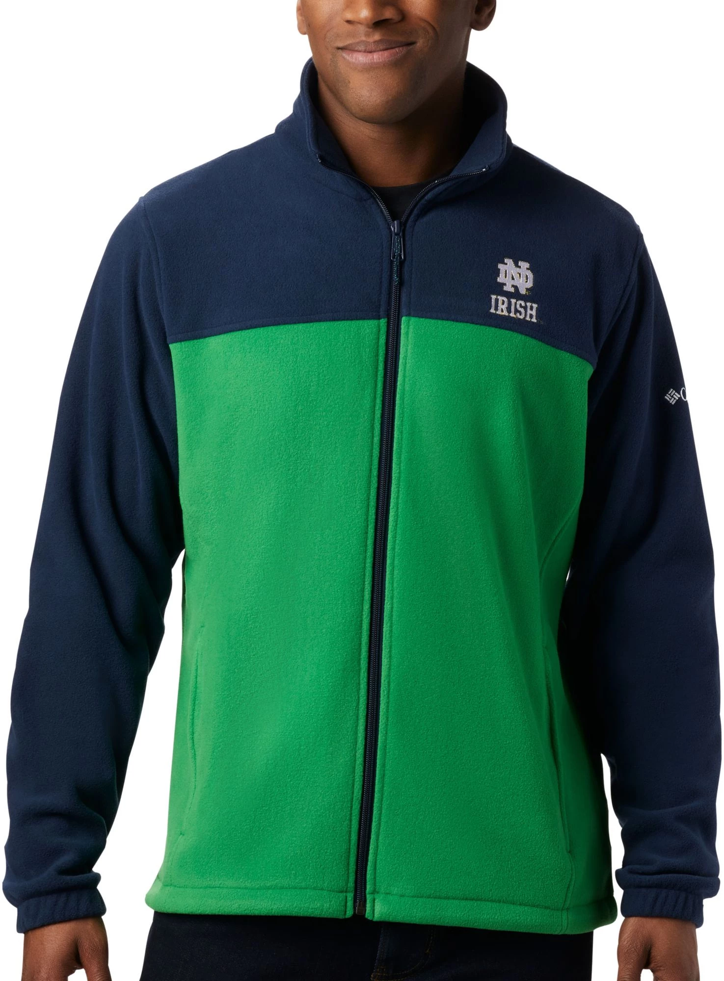 Columbia Men's Notre Dame Fighting Irish Navy Flanker Full-Zip Fleece Jacket 3 Columbia Men's Notre Dame Fighting Irish Navy Flanker Full-Zip Fleece Jacket