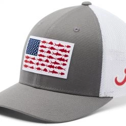 Columbia Men's Alabama Crimson Tide Grey PFG Fish Flag Mesh Fitted Hat
