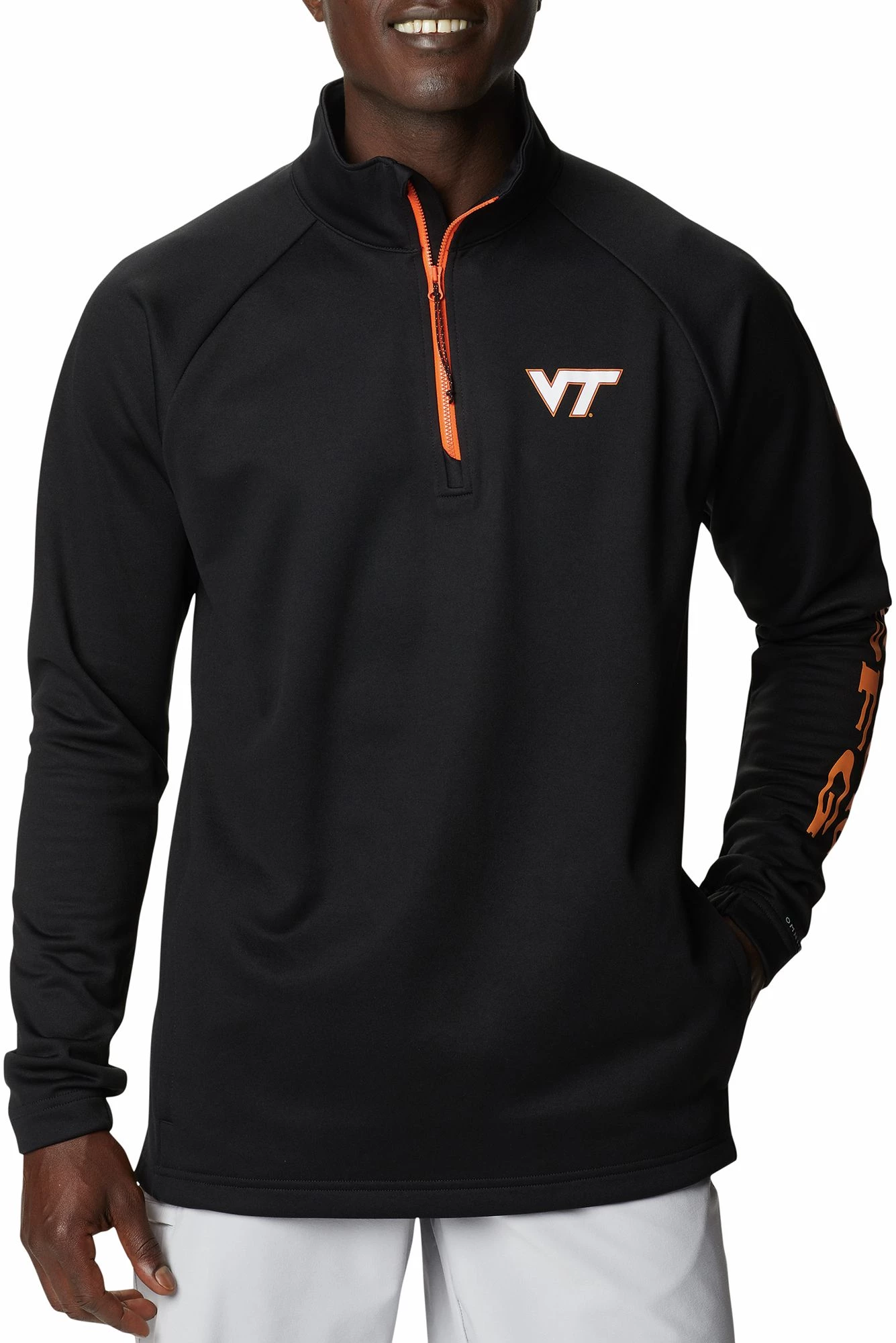 Columbia Men's Virginia Tech Hokies Black CLG Terminal Tackle™ Fleece 1/4 Zip 3 Columbia Men's Virginia Tech Hokies Black CLG Terminal Tackle™ Fleece 1/4 Zip