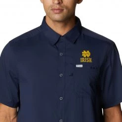 Columbia Men's Notre Dame Fighting Irish Navy Slack Tide Camp Button Down Shirt -Columbia Sales Store unnamed file 4570