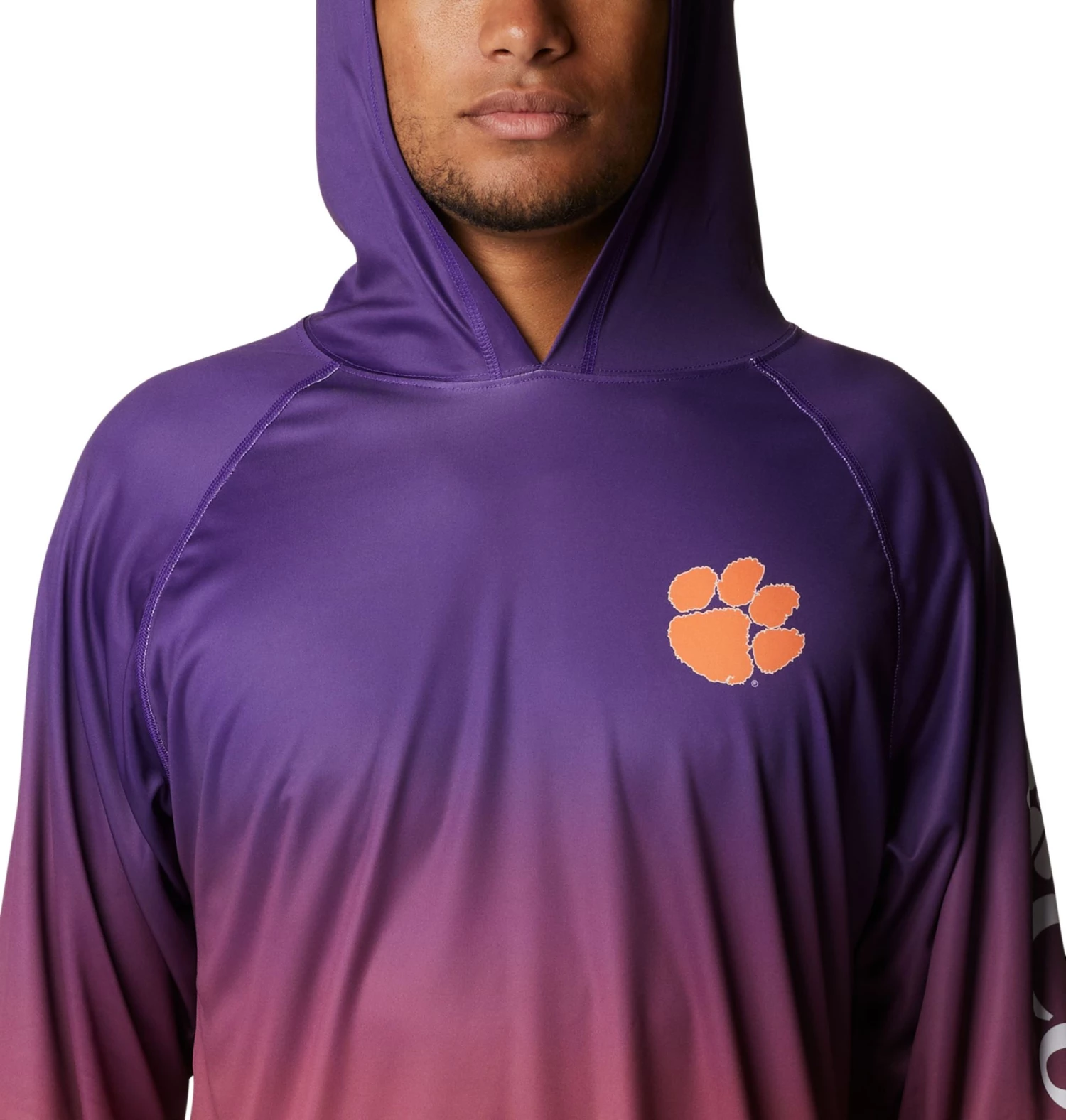 Columbia Men's Clemson Tigers Regalia PFG Super Terminal Tackle Long Sleeve Hooded T-Shirt 5 Columbia Men's Clemson Tigers Regalia PFG Super Terminal Tackle Long Sleeve Hooded T-Shirt - Image 3