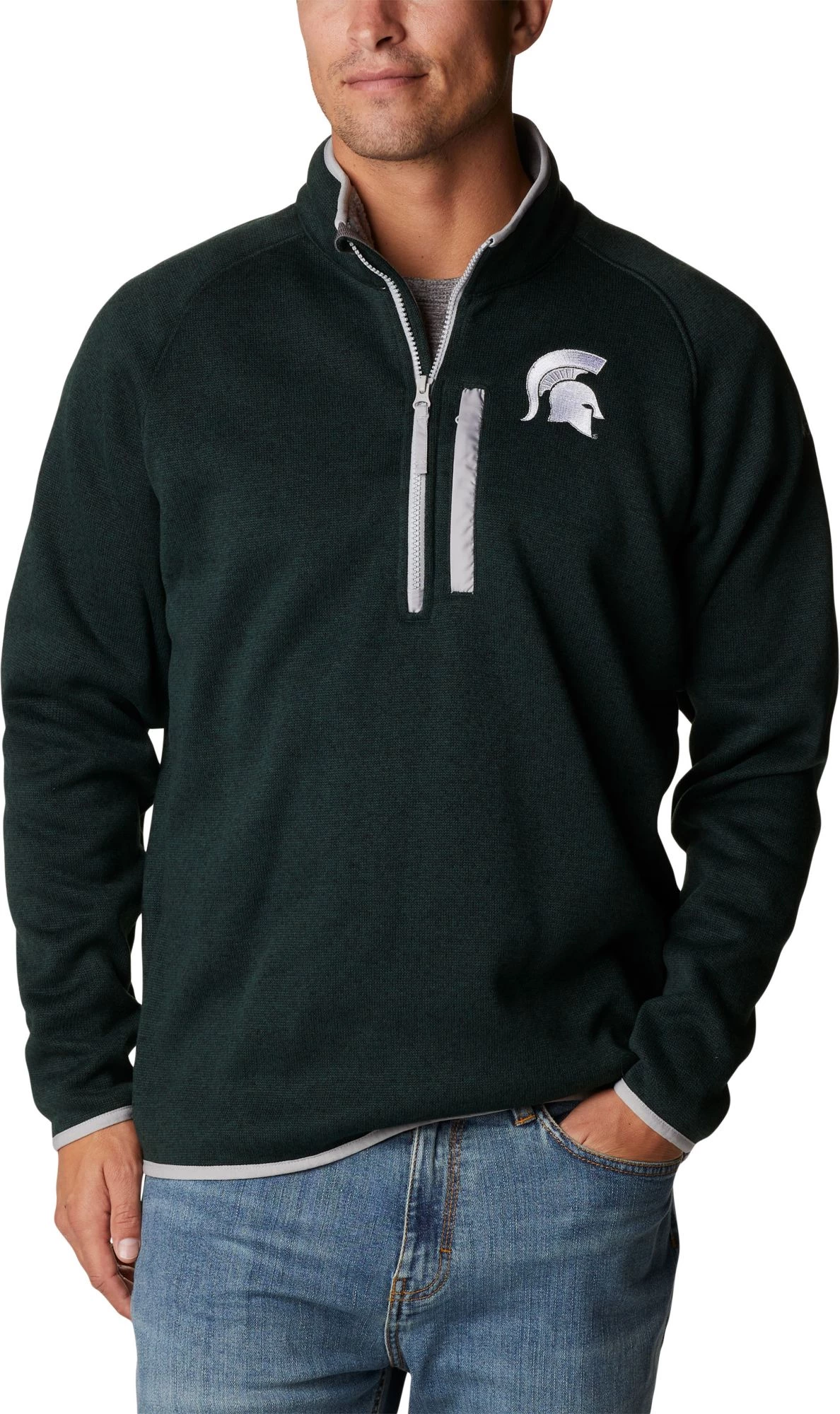 Columbia Men's Michigan State Spartans Green Canyon Point Half-Zip Pullover Fleece Jacket 3 Columbia Men's Michigan State Spartans Green Canyon Point Half-Zip Pullover Fleece Jacket