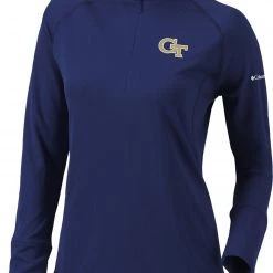 Columbia Women's Georgia Tech Yellow Jackets Navy Flop Shot Half-Zip Pullover Shirt