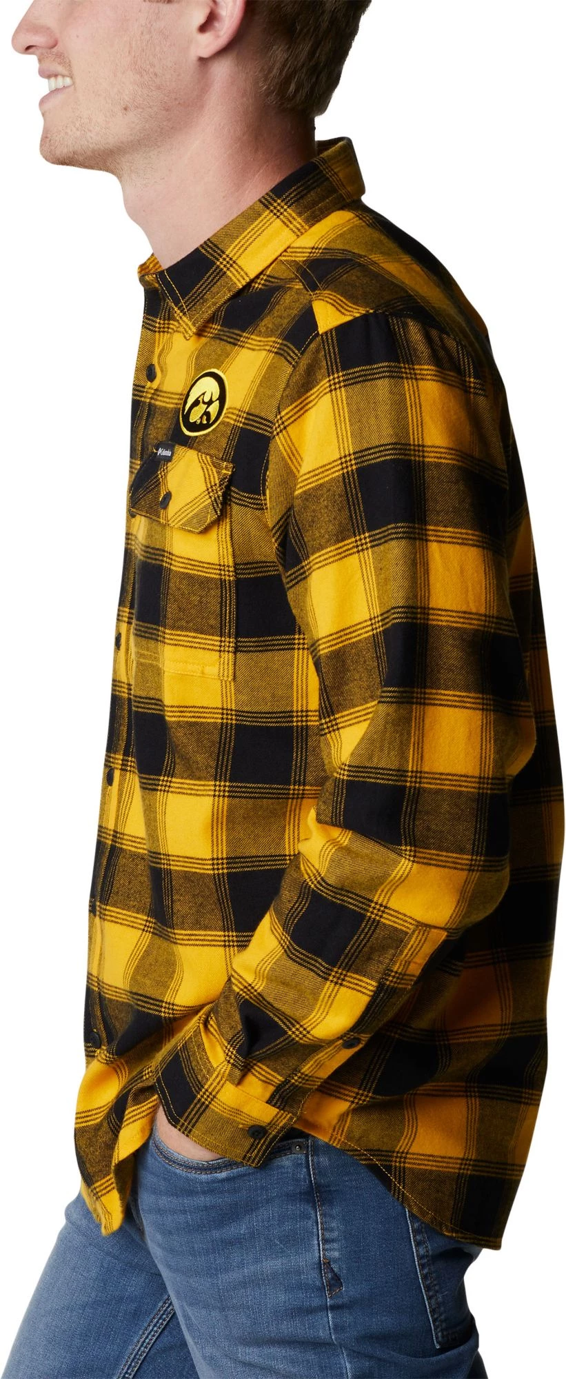 Columbia Men's Iowa Hawkeyes Gold Plaid Flare Gun Flannel Button Down Long Sleeve Shirt 4 Columbia Men's Iowa Hawkeyes Gold Plaid Flare Gun Flannel Button Down Long Sleeve Shirt - Image 2
