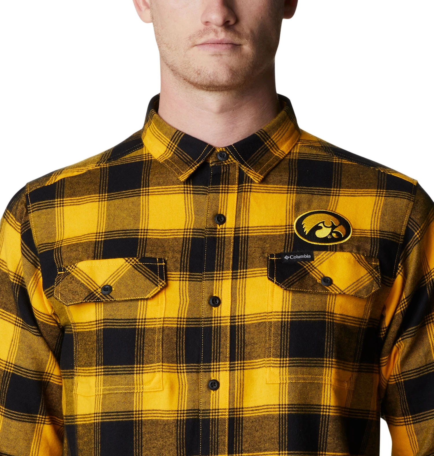 Columbia Men's Iowa Hawkeyes Gold Plaid Flare Gun Flannel Button Down Long Sleeve Shirt 5 Columbia Men's Iowa Hawkeyes Gold Plaid Flare Gun Flannel Button Down Long Sleeve Shirt - Image 3