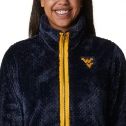 Columbia Women's West Virginia Mountaineers Blue Fire Side Sherpa Full-Zip Jacket -Columbia Sales Store unnamed file 4666