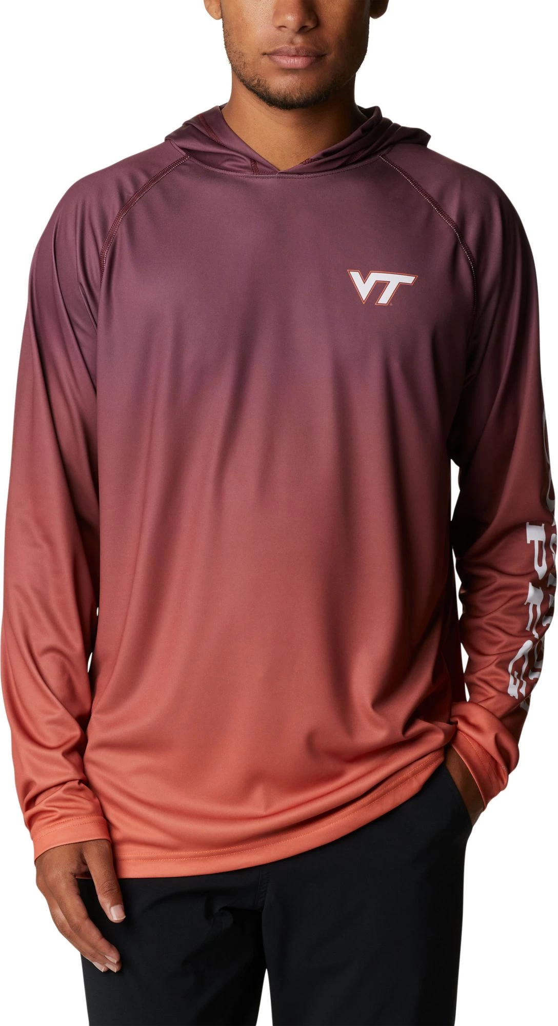 Columbia Men's Virginia Tech Hokies Maroon PFG Super Terminal Tackle Long Sleeve Hooded T-Shirt 3 Columbia Men's Virginia Tech Hokies Maroon PFG Super Terminal Tackle Long Sleeve Hooded T-Shirt