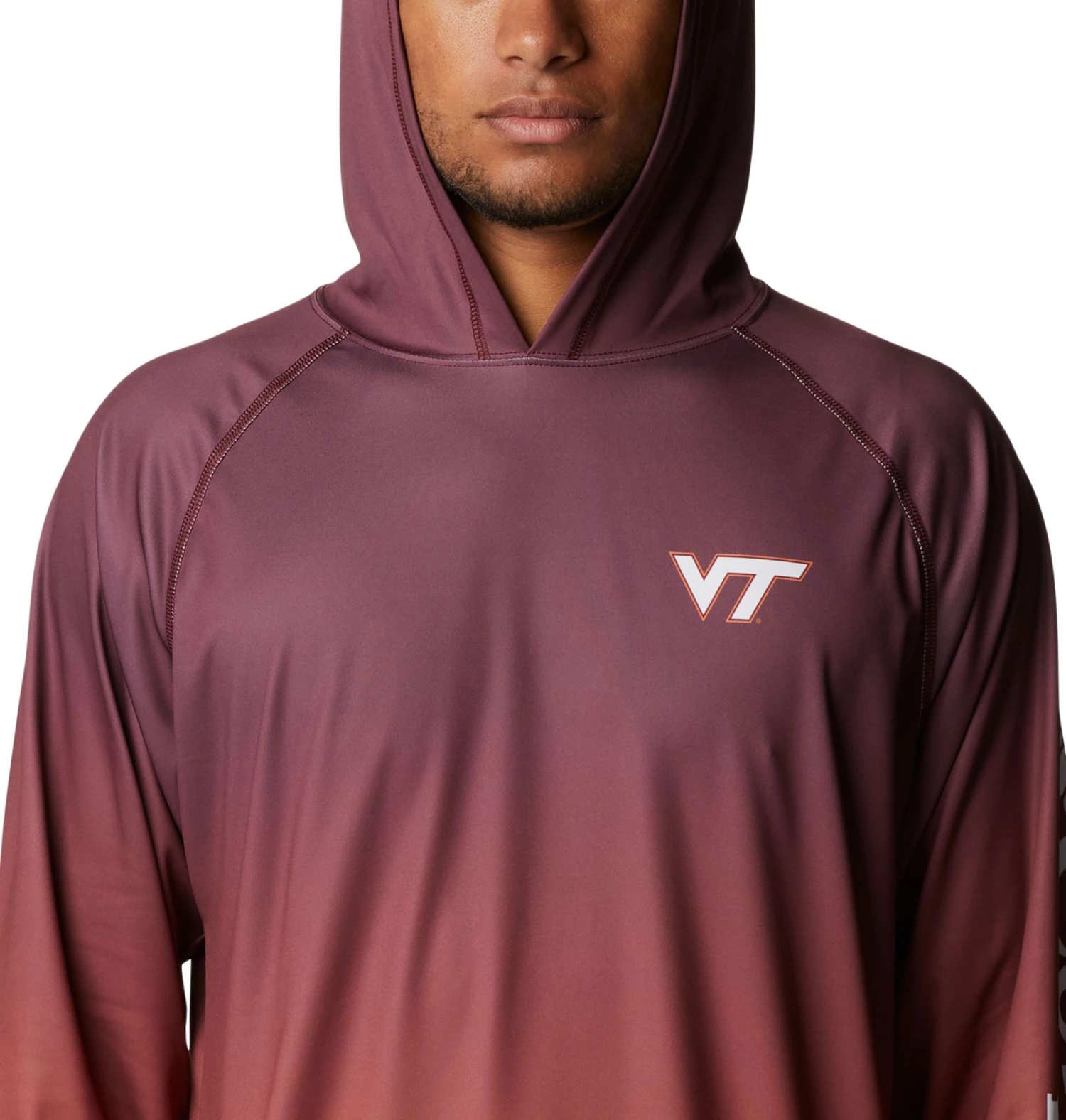 Columbia Men's Virginia Tech Hokies Maroon PFG Super Terminal Tackle Long Sleeve Hooded T-Shirt 5 Columbia Men's Virginia Tech Hokies Maroon PFG Super Terminal Tackle Long Sleeve Hooded T-Shirt - Image 3