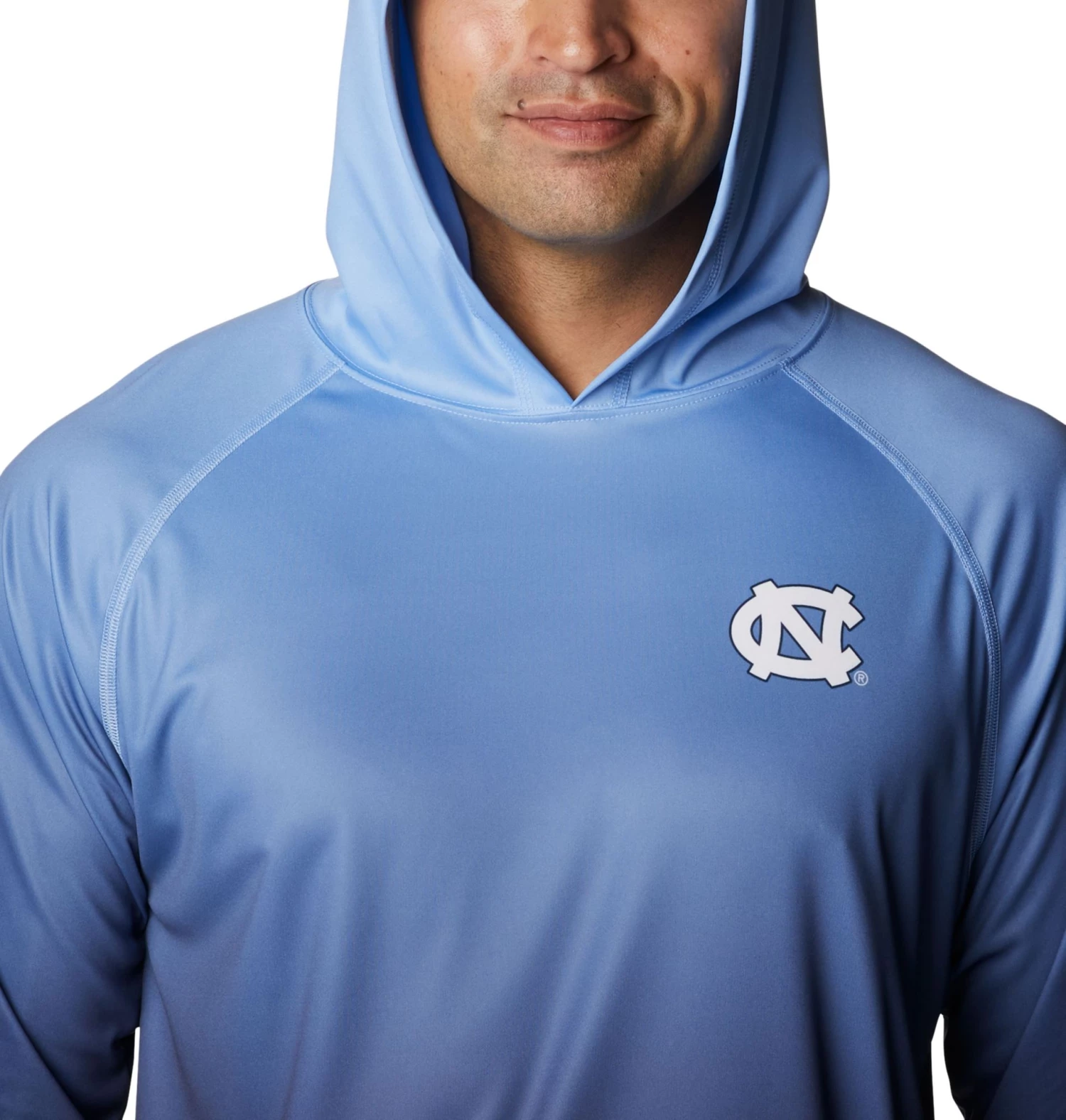 Columbia Men's North Carolina Tar Heels White PFG Super Terminal Tackle Long Sleeve Hooded T-Shirt 4 Columbia Men's North Carolina Tar Heels White PFG Super Terminal Tackle Long Sleeve Hooded T-Shirt - Image 3