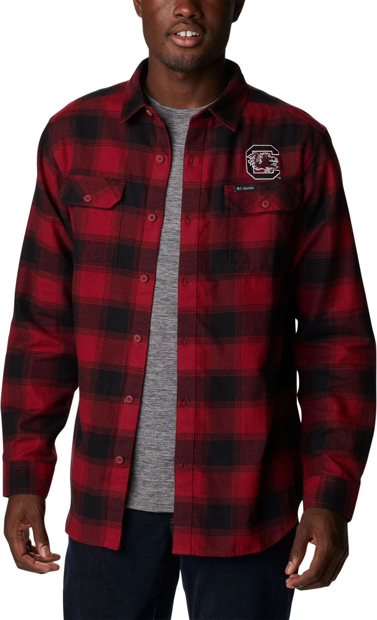 Columbia Men's South Carolina Gamecocks Garnet Plaid Flare Gun Flannel Button Down Long Sleeve Shirt 3 Columbia Men's South Carolina Gamecocks Garnet Plaid Flare Gun Flannel Button Down Long Sleeve Shirt