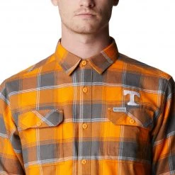 Columbia Men's Tennessee Volunteers Tennessee Orange Plaid Flare Gun Flannel Button Down Long Sleeve Shirt -Columbia Sales Store unnamed file 4733