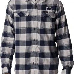 Columbia Men's Penn State Nittany Lions Blue Plaid Flare Gun Flannel Button Down Long Sleeve Shirt