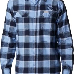 Columbia Men's North Carolina Tar Heels Carolina Blue Plaid Flare Gun Flannel Button Down Long Sleeve Shirt