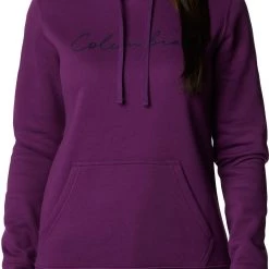 Columbia Women's Trek Graphic Hoodie Plum/script Logo