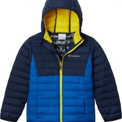Columbia Boys' Powder Lite Hooded Jacket Shark/flame Ornge/rd Jspr