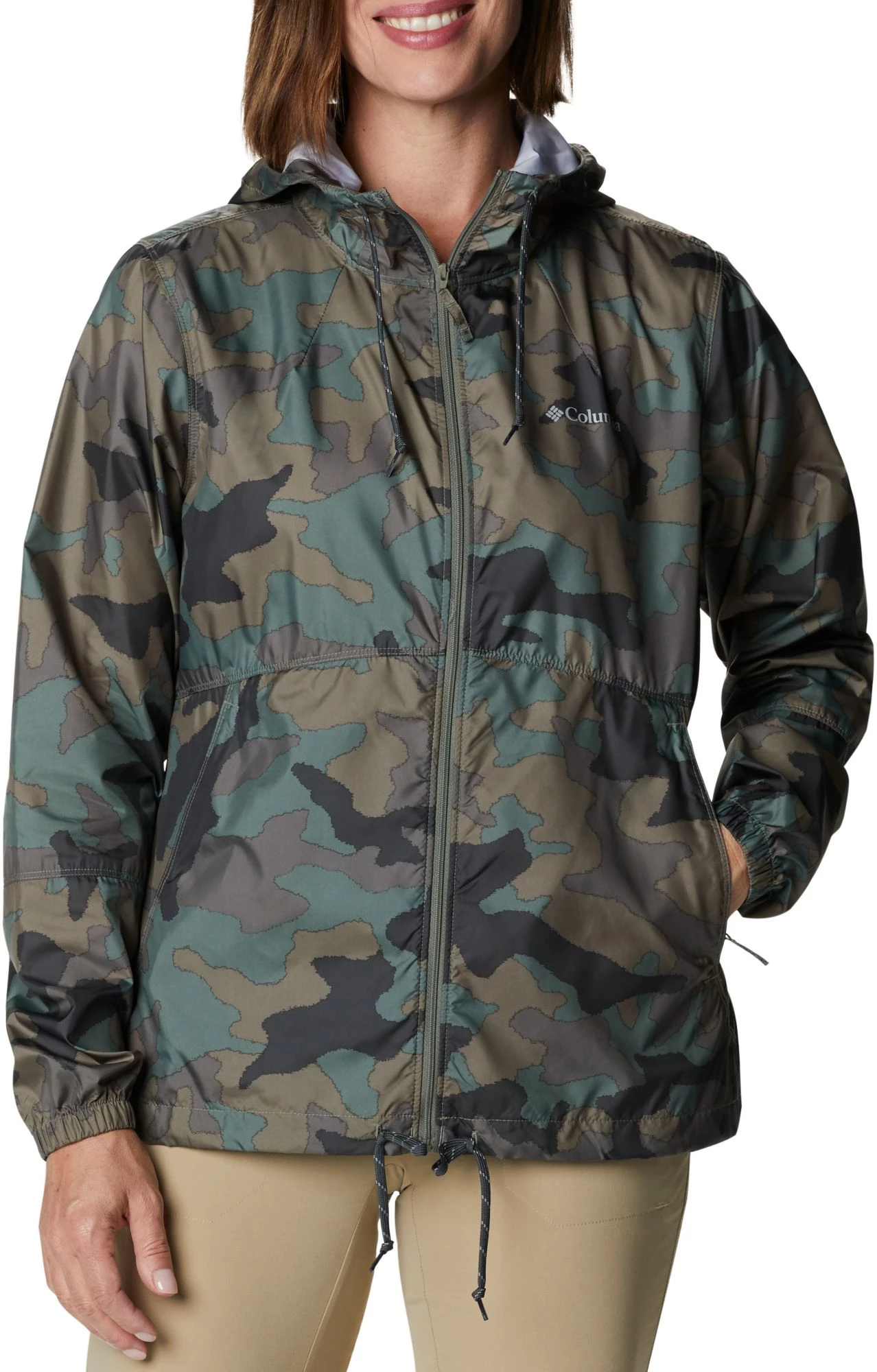 Columbia Women's Flash Forward Windbreaker Jacket Cypress Trad Camo Print 3 Columbia Women's Flash Forward Windbreaker Jacket Cypress Trad Camo Print